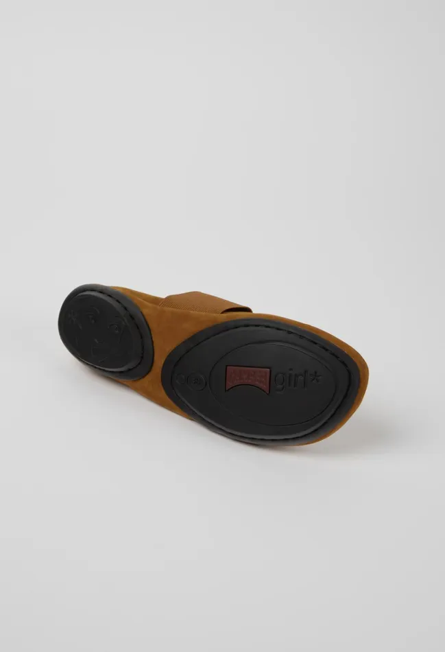 Women Right Brown Nubuck Ballerina Flats Camper Ballerinas