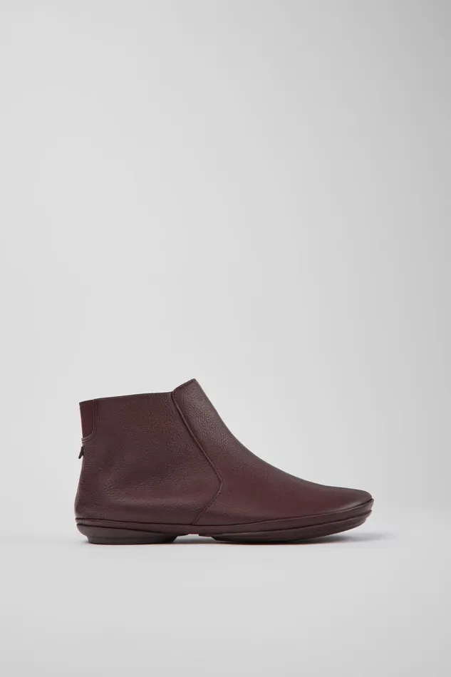 Women Right Burgundy Leather Ankle Boots Camper Ankle Boots
