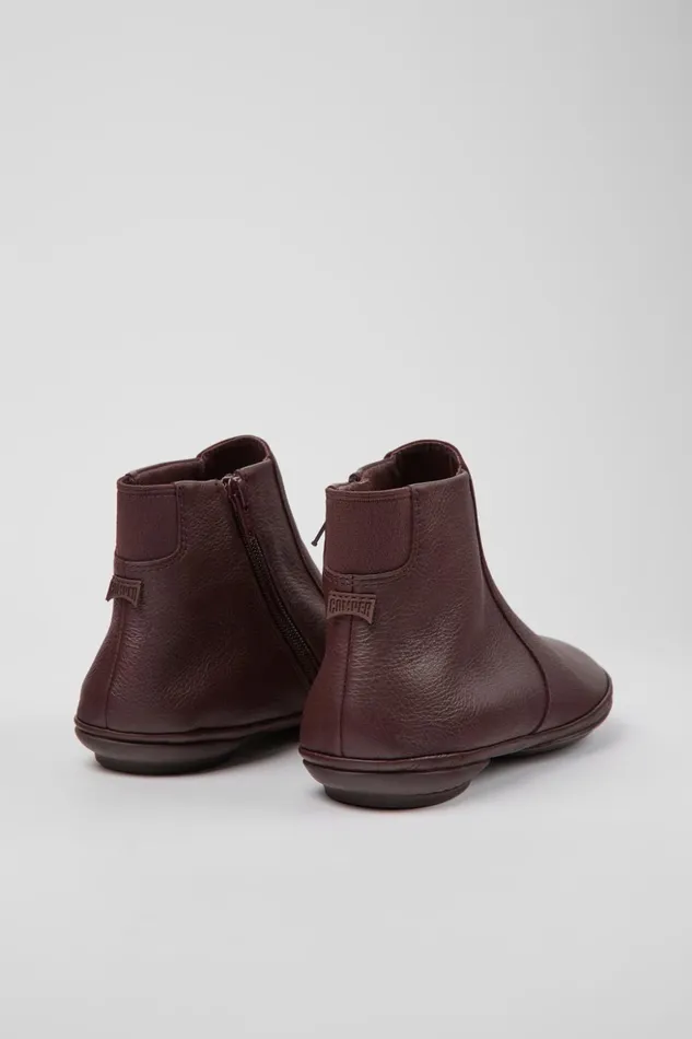 Women Right Burgundy Leather Ankle Boots Camper Ankle Boots