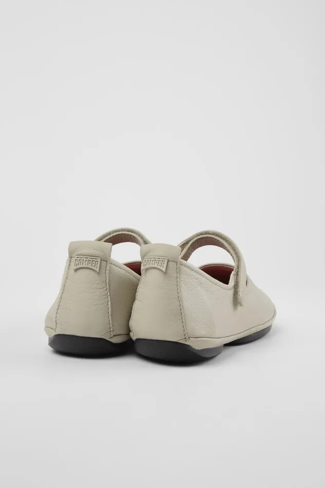Women Right Gray Leather Mary Jane Camper Ballerinas