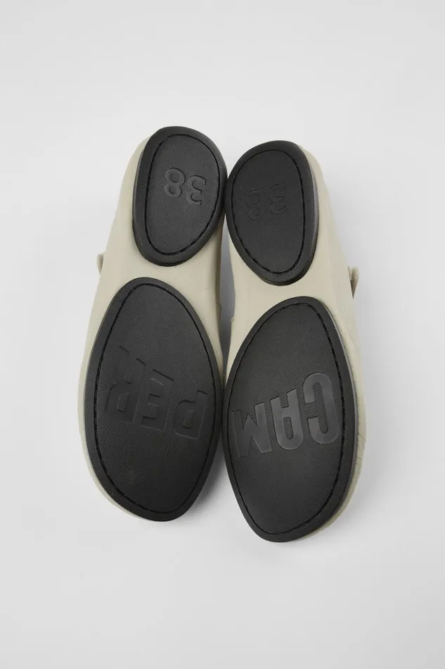 Women Right Gray Leather Mary Jane Camper Ballerinas