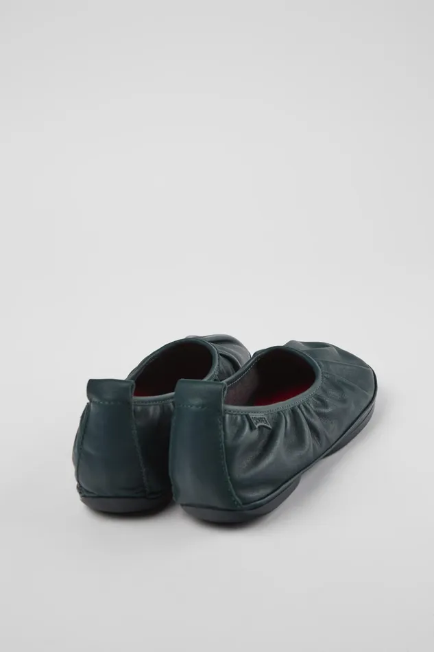 Women Right Green Leather Ballerina Camper Ballerinas