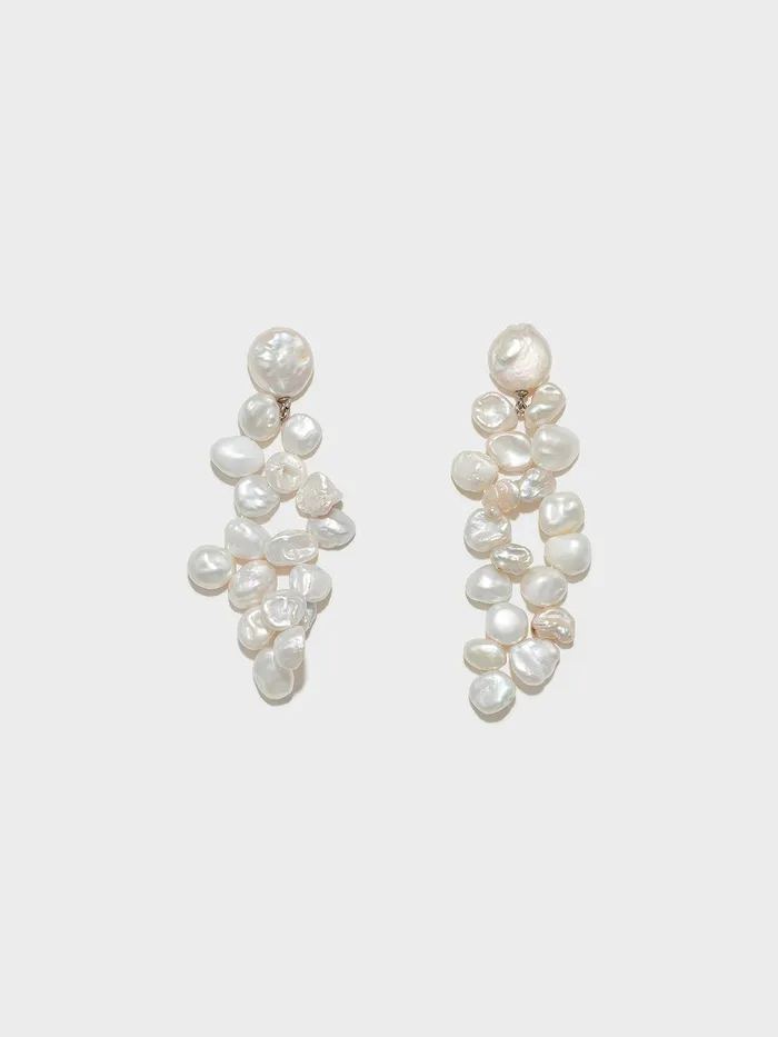 Women Rudi Pearl And PalladiumPlated Drop Earrings Aeyde Earrings