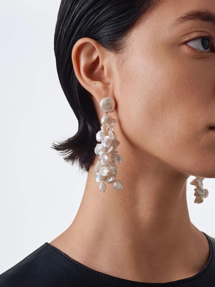 Women Rudi Pearl And PalladiumPlated Drop Earrings Aeyde Earrings