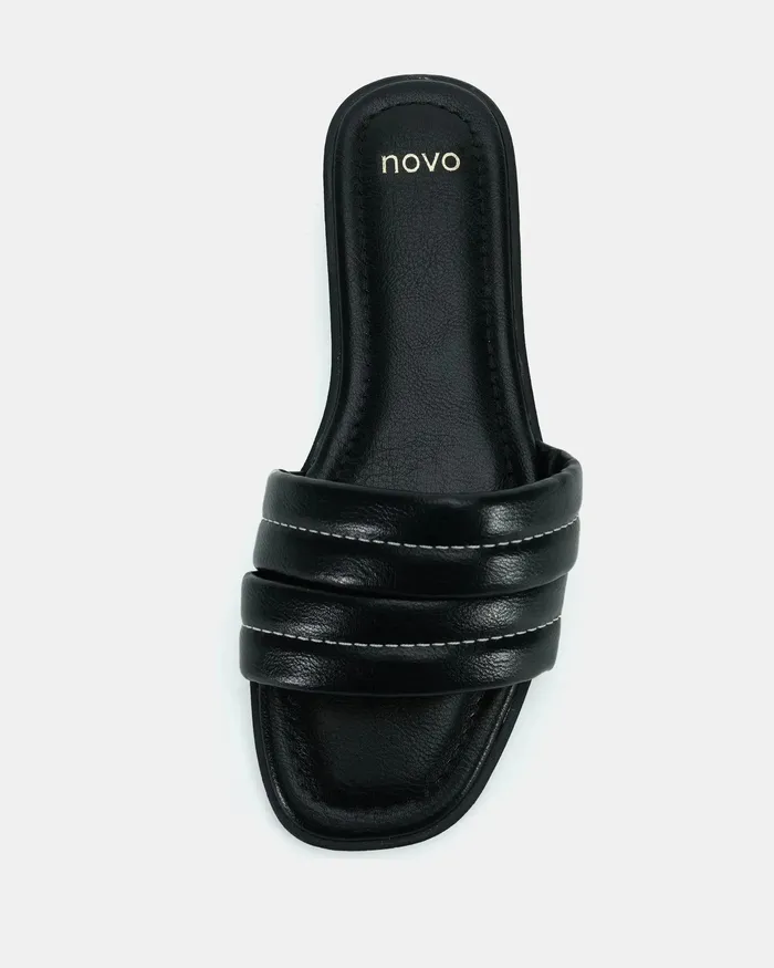 Women SABER BLACK Sandals Slides NOVO Shoes