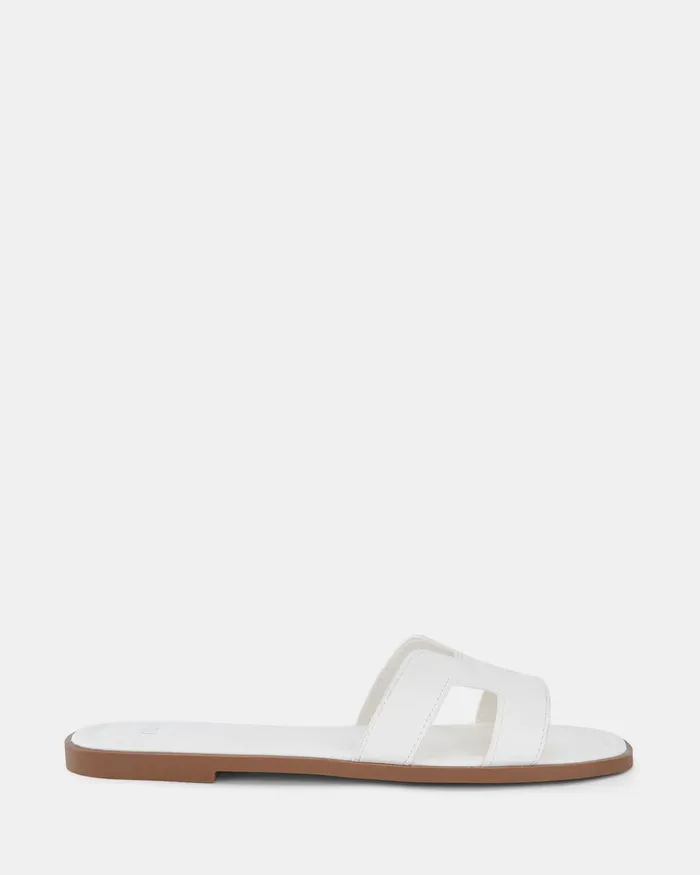 Women SACHIE WHITE Flat Sandals Slides NOVO Shoes