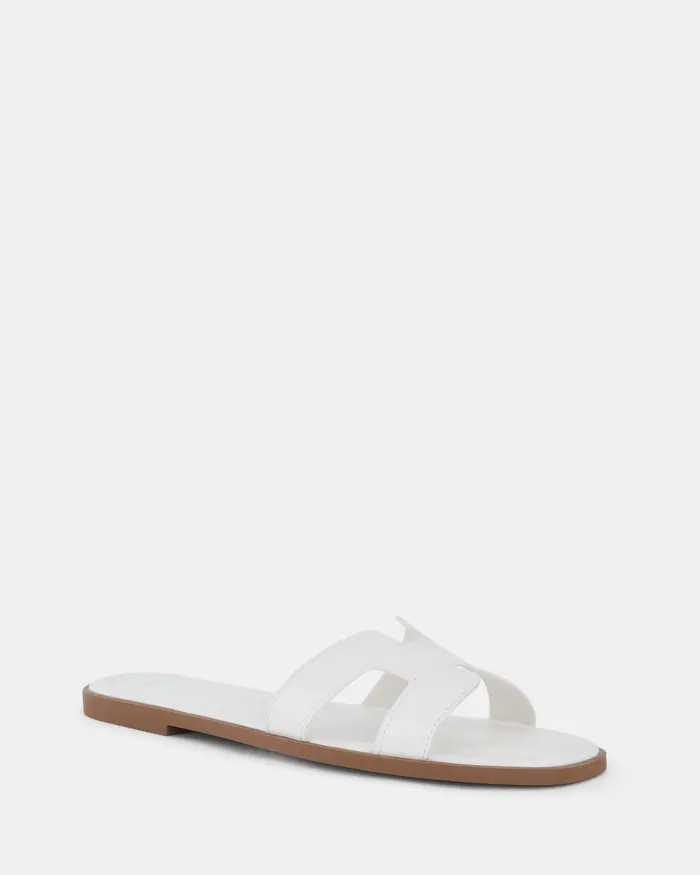 Women SACHIE WHITE Flat Sandals Slides NOVO Shoes