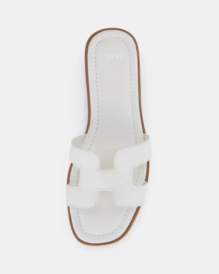 Women SACHIE WHITE Flat Sandals Slides NOVO Shoes