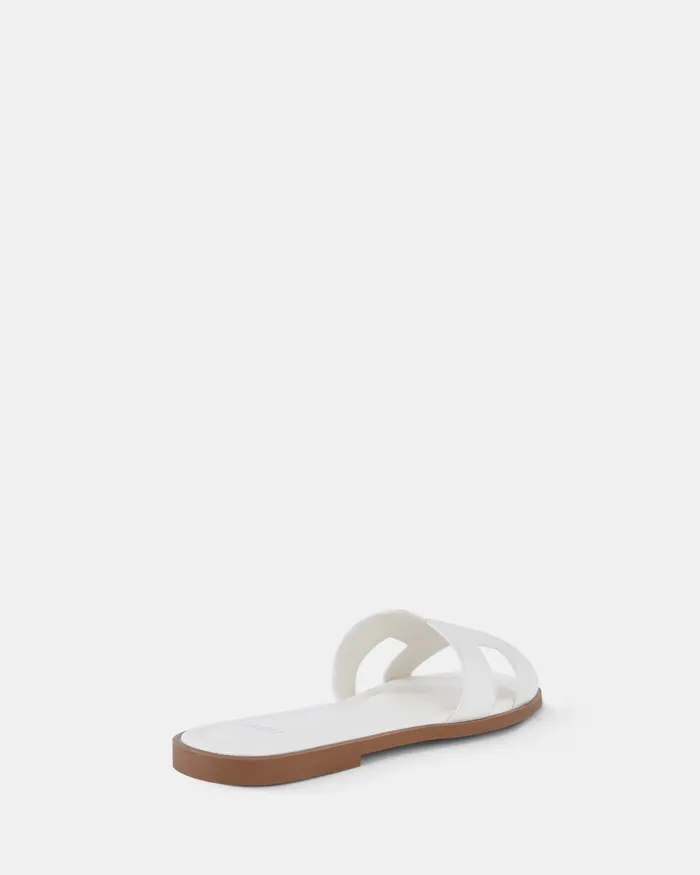 Women SACHIE WHITE Flat Sandals Slides NOVO Shoes