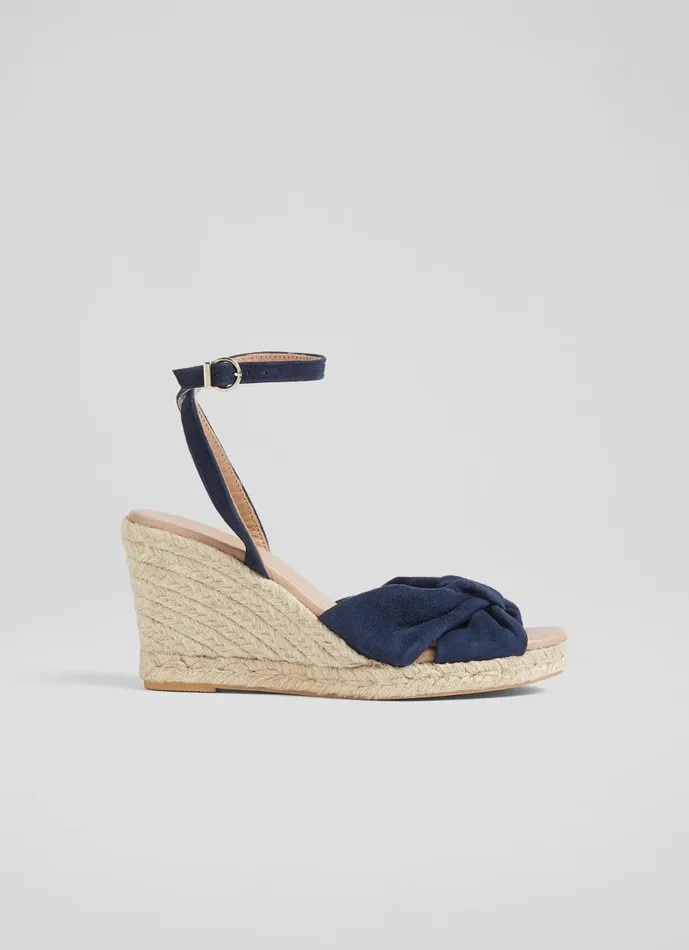 Women Sandals LKBennett Angela Navy Suede Espadrille Sandals Navy