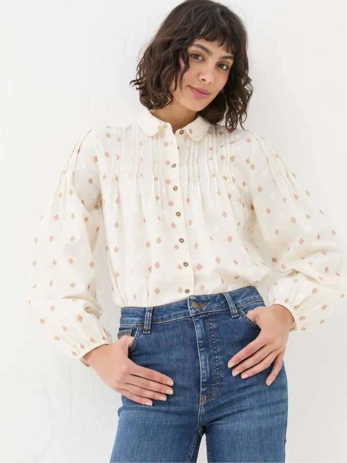 Women Shirts and Blouses Fat Face Elsie Ivory Dobby Blouse
