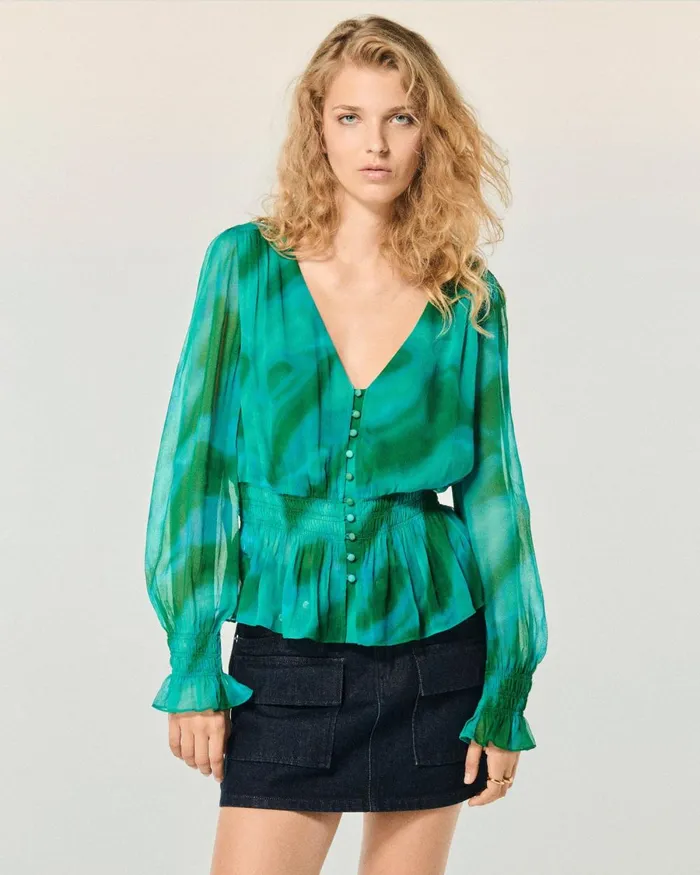 Women Shirts TShirts and Tops From Future Golda Long Sleeve Top Marvelous Green