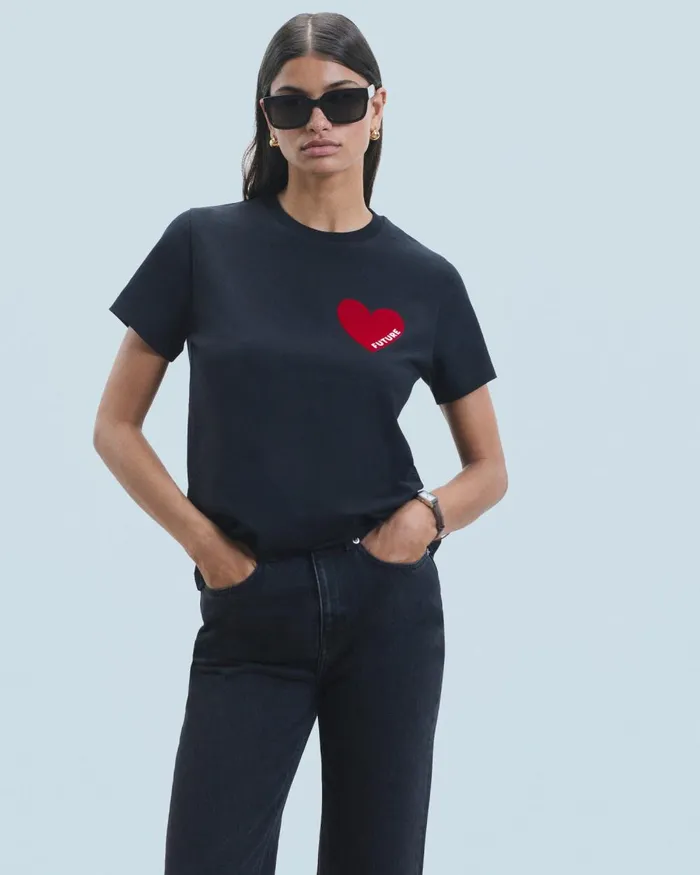 Women Shirts TShirts and Tops From Future Heart Crewneck TShirt White
