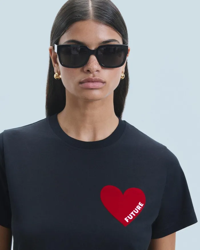 Women Shirts TShirts and Tops From Future Heart Crewneck TShirt White