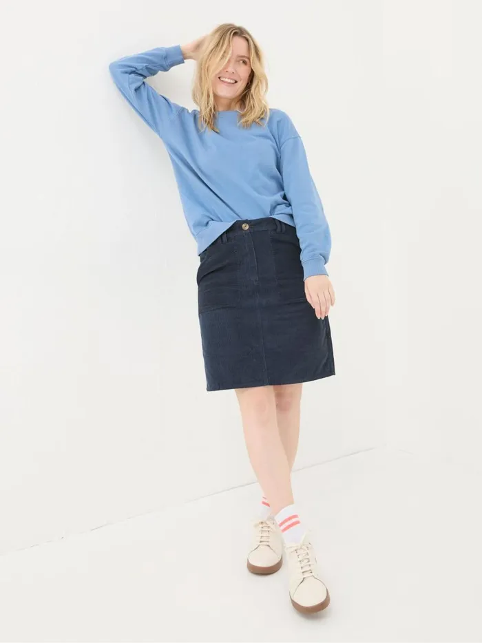 Women Skirts Fat Face Chesil Dark Navy Cord Skirt