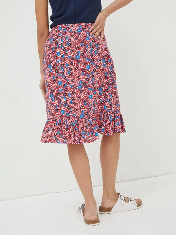 Women Skirts Fat Face Red Cece Woodblock Meadow Skirt