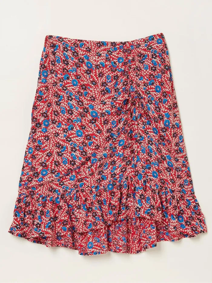Women Skirts Fat Face Red Cece Woodblock Meadow Skirt