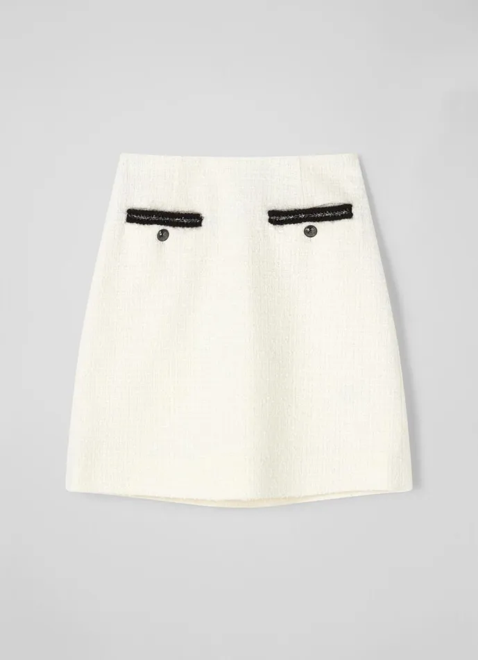 Women Skirts LKBennett Charlie White Tweed Trim Skirt Cream Women Skirts LKBennett Charlie White Tweed Trim Skirt Cream
