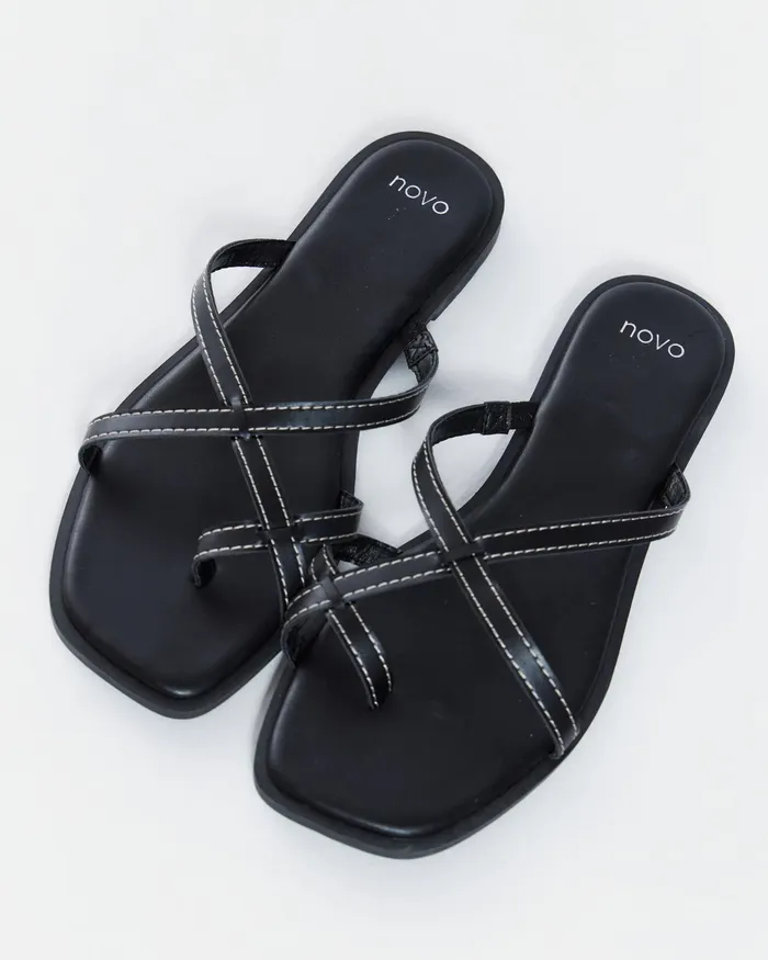 Women Slides NOVO Shoes RORIE BLACK Sandals