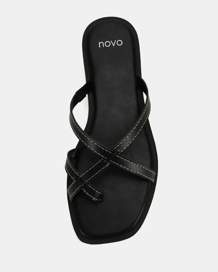 Women Slides NOVO Shoes RORIE BLACK Sandals