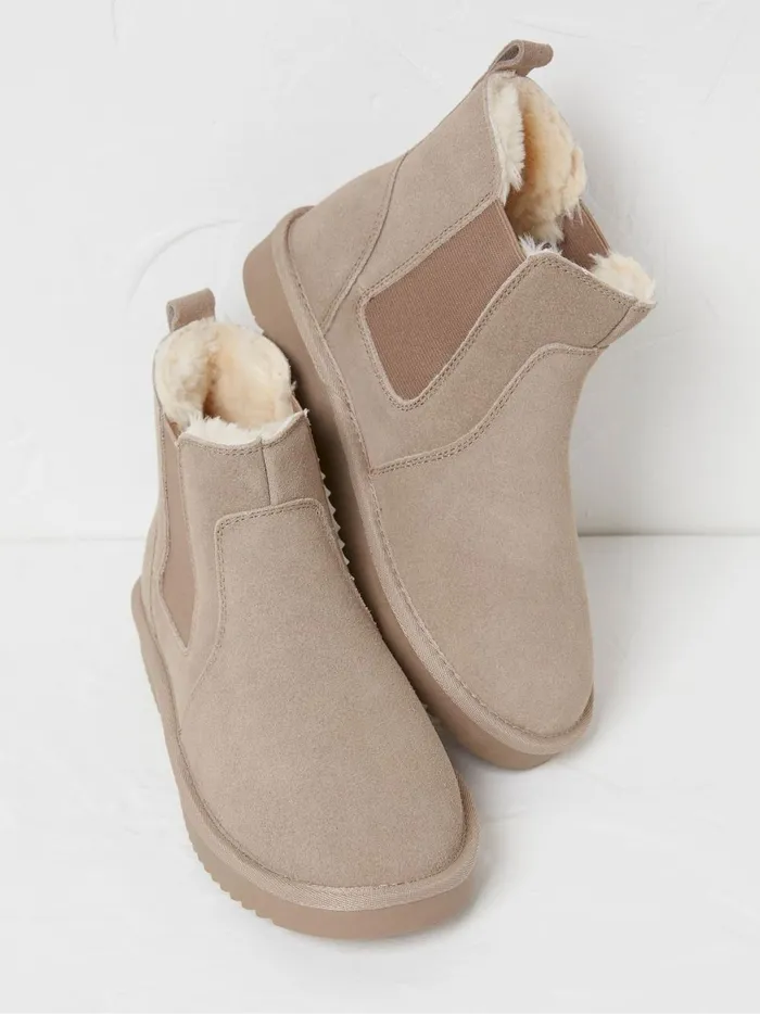 Women Slippers Fat Face Mabel Natural Suede Slipper Boots