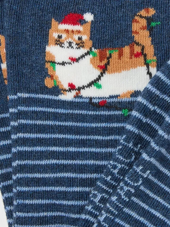 Women Socks and Tights Fat Face Blue Navy Cat In Lights Socks 1 Pack