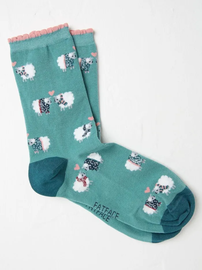 Women Socks and Tights Fat Face Green Sheep Socks 1 Pack Size 47