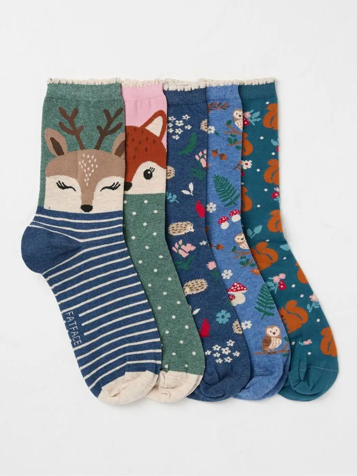Women Socks and Tights Fat Face Woodland Socks 5 Pack Size 47