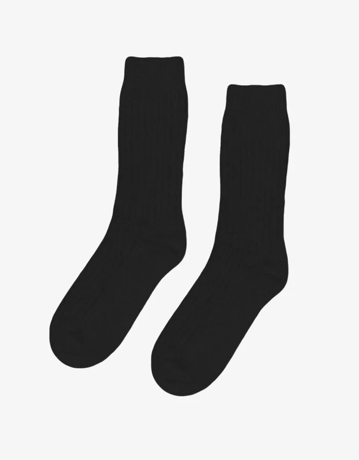 Women Socks Colorful Standard Merino Wool Blend Sock Deep Black