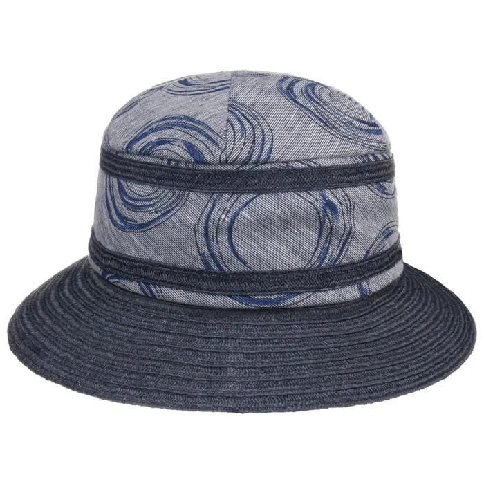 Women Straw Hats Mayser Alma Caranda Circles Fabric Hat Blue