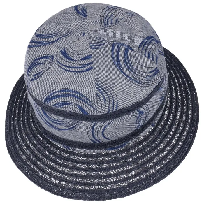 Women Straw Hats Mayser Alma Caranda Circles Fabric Hat Blue Women Straw Hats Mayser Alma Caranda Circles Fabric Hat Blue