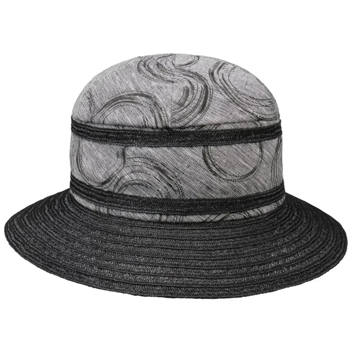 Women Straw Hats Mayser Alma Caranda Circles Fabric Hat Blue Women Straw Hats Mayser Alma Caranda Circles Fabric Hat Blue