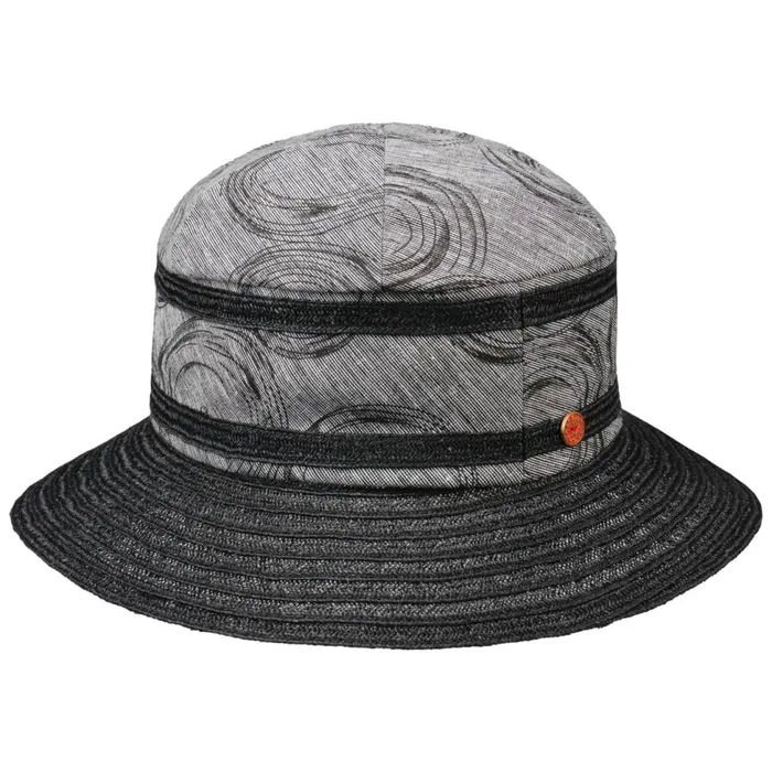 Women Straw Hats Mayser Alma Caranda Circles Fabric Hat Blue Women Straw Hats Mayser Alma Caranda Circles Fabric Hat Blue