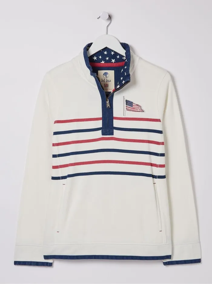 Women Sweatshirts and Hoodies Fat Face Airlie Ecru Usa Sweat Top