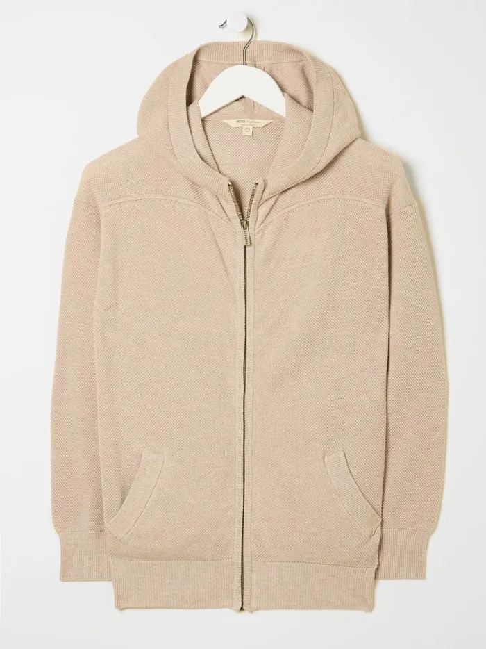 Women Sweatshirts and Hoodies Fat Face Oatmeal Knit Zip Up Hoodie