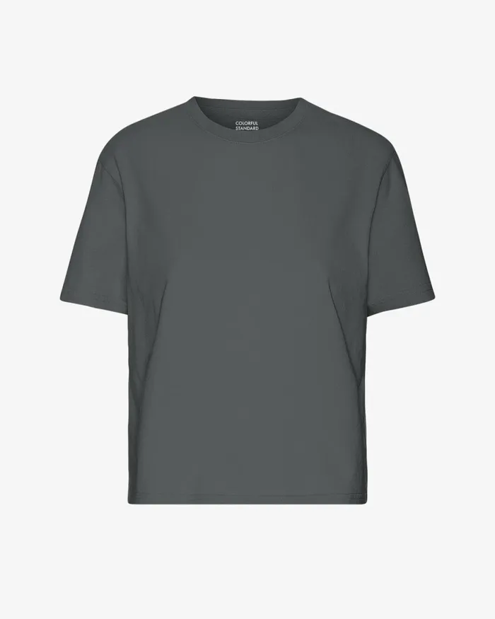 Women TShirts Colorful Standard Organic Boxy Crop Tee Lava Grey