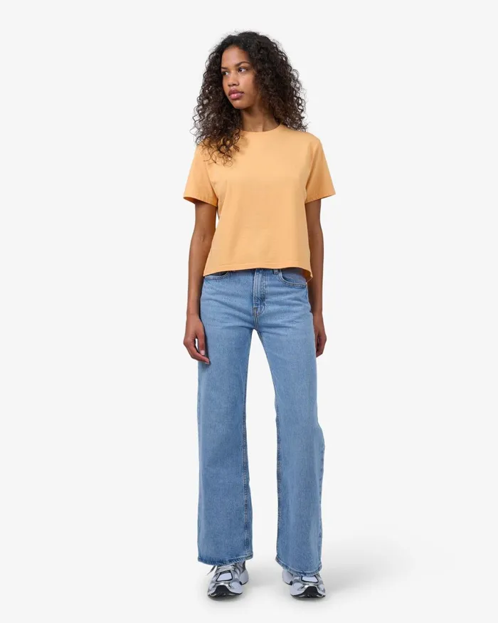 Women TShirts Colorful Standard Organic Boxy Crop Tee Lava Grey