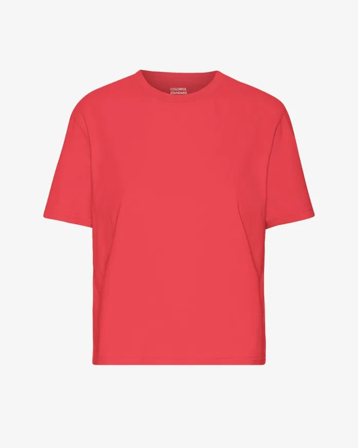 Women TShirts Colorful Standard Organic Boxy Crop Tee Red Tangerine