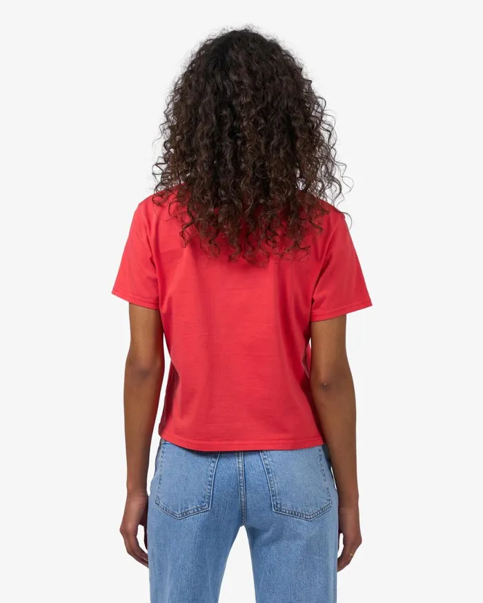 Women TShirts Colorful Standard Organic Boxy Crop Tee Red Tangerine