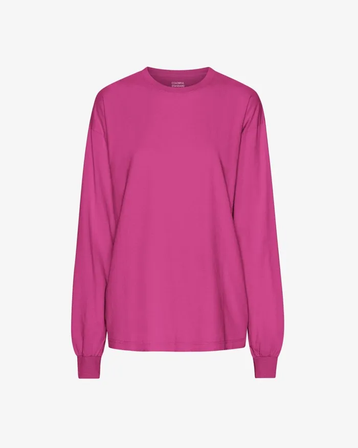 Women TShirts Colorful Standard Oversized Organic LS TShirt Magenta Blaze