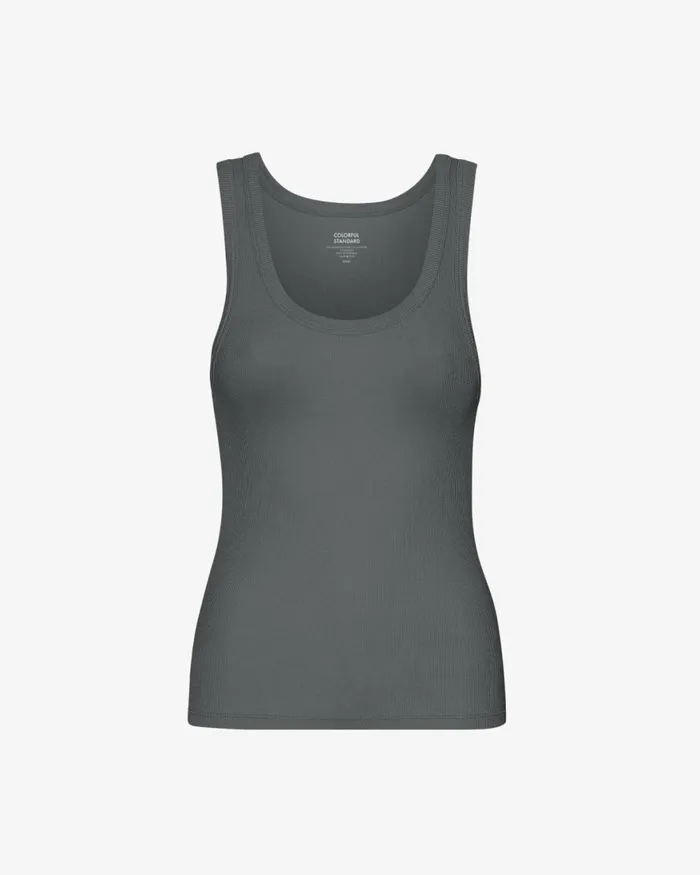 Women Tank Tops Colorful Standard Women Organic Rib Tank Top Lava Grey