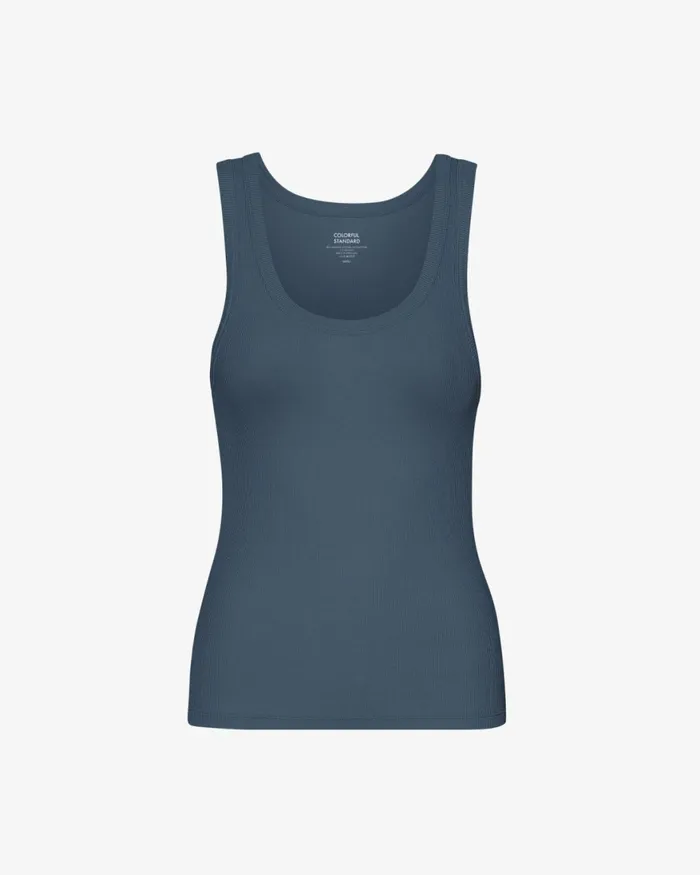 Women Tank Tops Colorful Standard Women Organic Rib Tank Top Petrol Blue