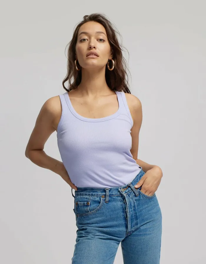 Women Tank Tops Colorful Standard Women Organic Rib Tank Top Petrol Blue
