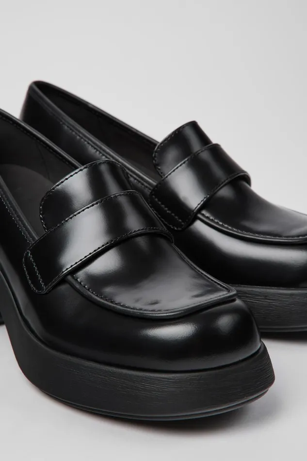 Women Thelma Black Leather Shoes Camper Formal Shoes