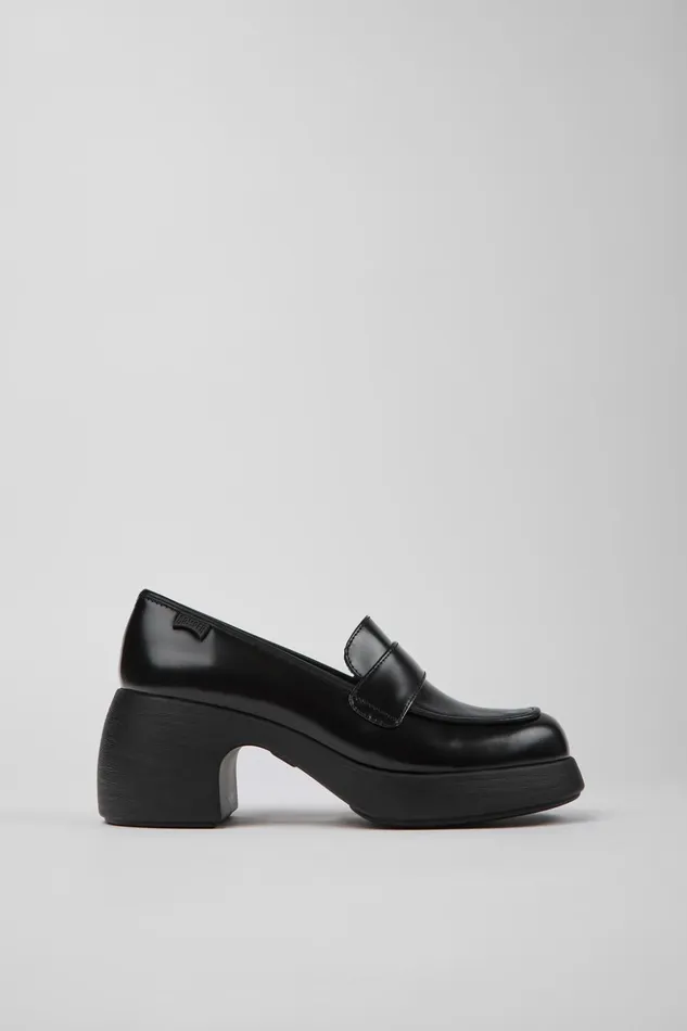 Women Thelma Black Leather Shoes Camper Formal Shoes