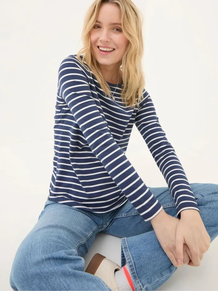 Women Tops and TShirts Fat Face Breton Blue TShirt