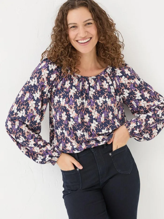 Women Tops and TShirts Fat Face Lily Multi Floral Top