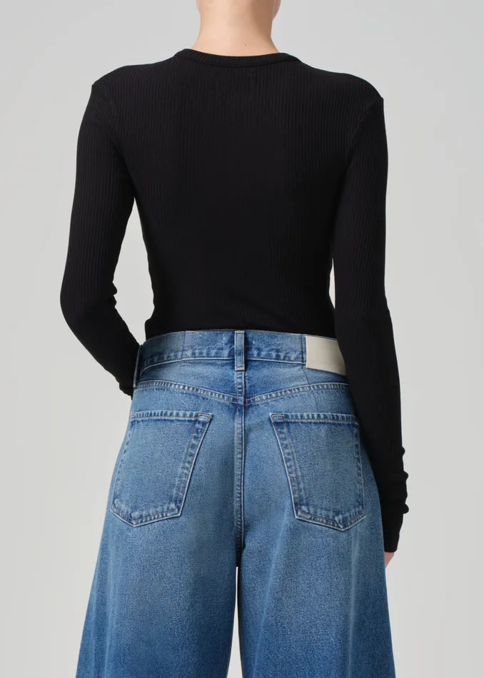 Women Tops Citizens Of Humanity Cropped Faena Crewneck In Black