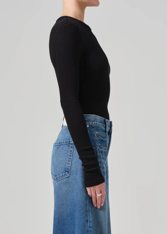 Women Tops Citizens Of Humanity Cropped Faena Crewneck In Black