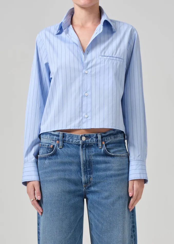 Women Tops Citizens Of Humanity Fino Cropped Shirt In Ellis Stripe
